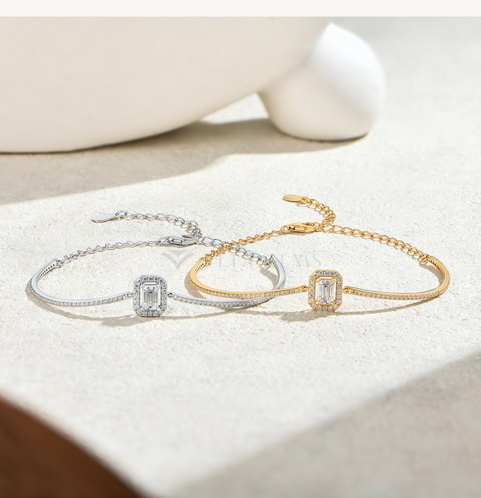 ATTAGEMS 0.6ct Octagon Cut D Color VVS1 Lab-Grown Moissanite Bracelet for Women Dating Anniversary Wedding Gift High Quality Trendy Fine Jewelry B076