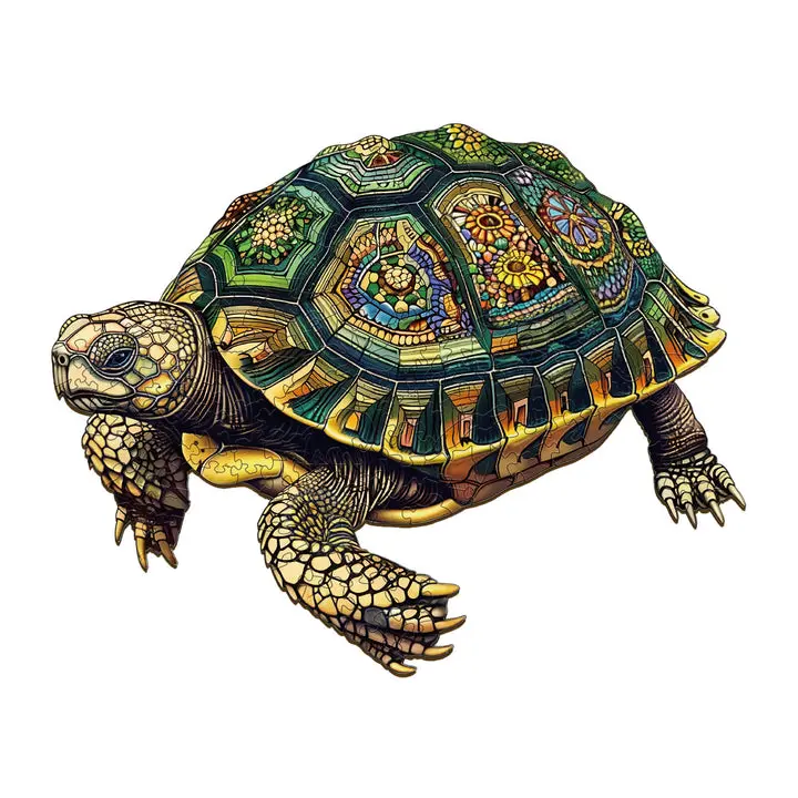 Wise Turtle Wooden Jigsaw Puzzle, Unisex Turtle-Themed Game for Kids-Adults, All Seasons Activity for Learning, No Excessive Distractions for Memory Training