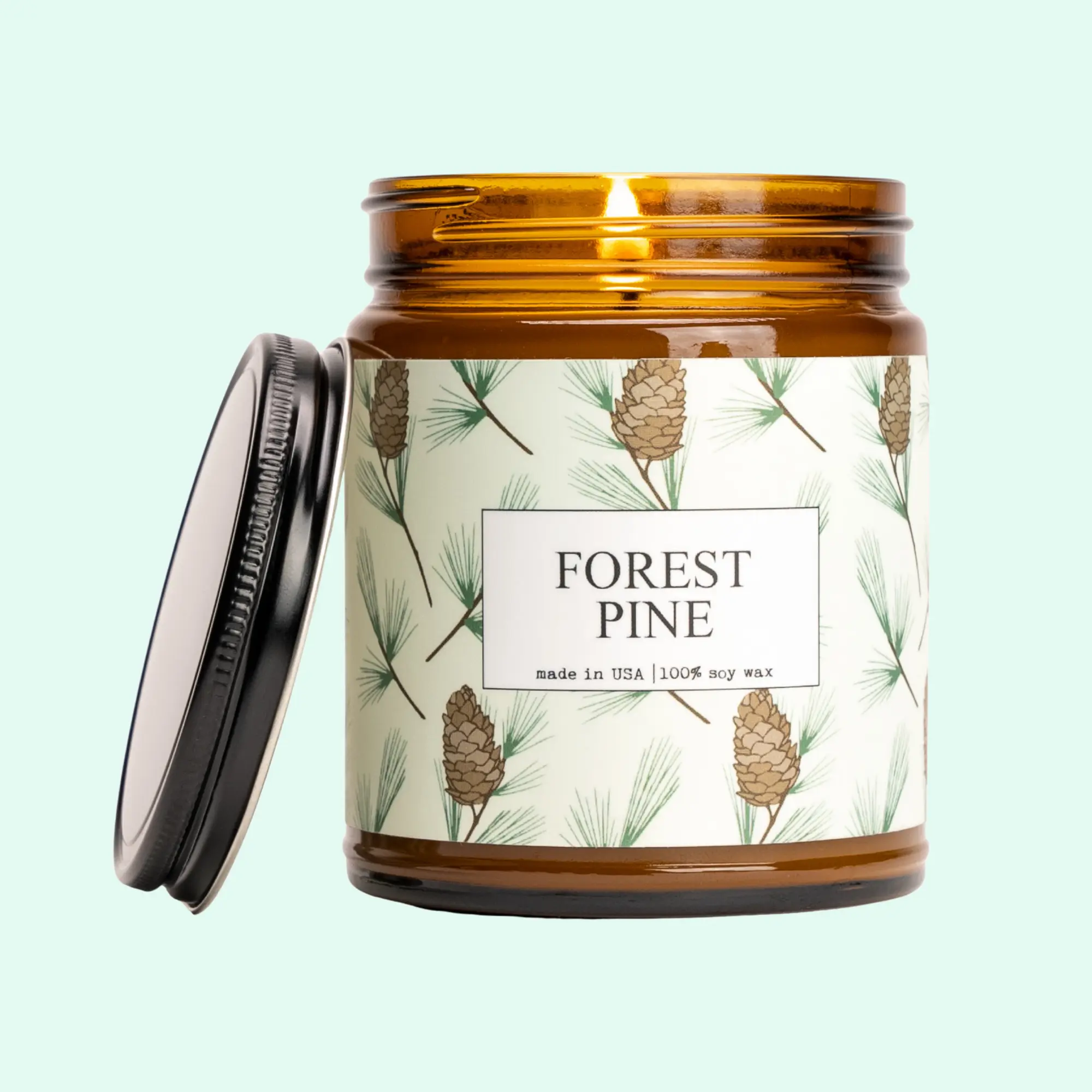 Forest Pine Scented Candle - 9oz Glass Jar Soy Candle