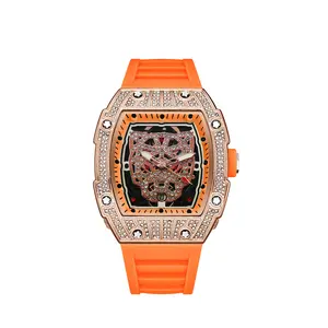 New Richard Automatic Men's and Women's Watch with Diamond Inlay, Starry Sky Design, Personalized Tiger Head Quartz Wristwatch, Tiger Head Fashion Accessory, Holiday Gift
