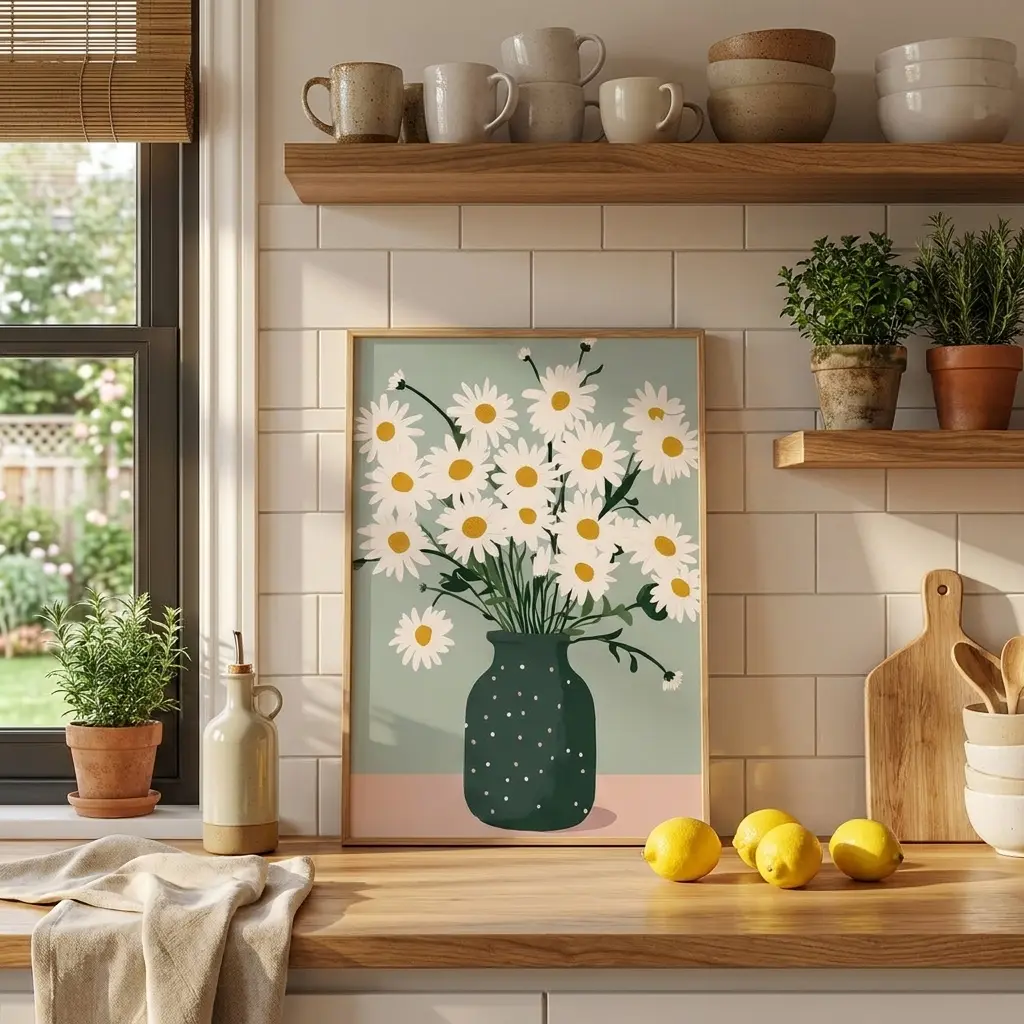 Daisy Poster, Daisy Print, Botanical Print, Flower Print, Flower Poster, Tropical Poster, Boho Print, Daisies Wall Art, White Flower Poster