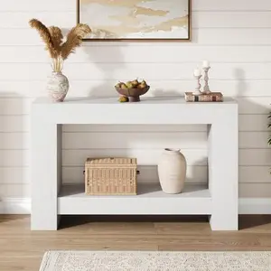 Farmhouse Console Table for Living Room, Long Console Table for Entryway, 2-Tier Large Sofa Table with Storage, Entryway Entry Table for Entrance, Hallway, Antique