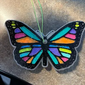 Butterfly Car Freshie - Customizable Rainbow Design Hanging Car Diffuser for Fresh Scent & Stylish Decor - Easy Install Car Interior Accessory