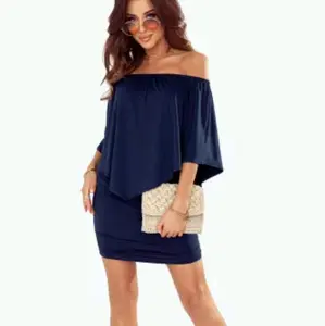 Navy Layered Mini Poncho Dress