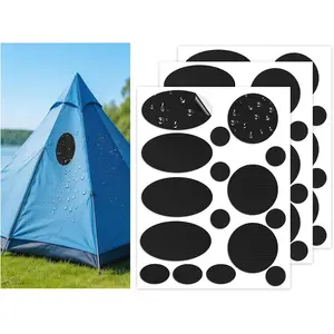 Self-Adhesive Nylon Fabric Repair Tape - Tent Repair Kit,48pcs Fabric Patches for Tent, Jacket, Clothes, Puffer Down Jacket,Sleeping Bag, Outdoor Gear Tenacious Repairs Tape, Black