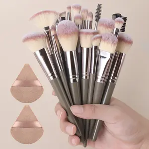 17-Piece Professional Makeup Brush Set, Includes Powder Puff, High-Quality Synthetic Bristles, Foundation/shadow/cheek/concealer Tools, Daily Use