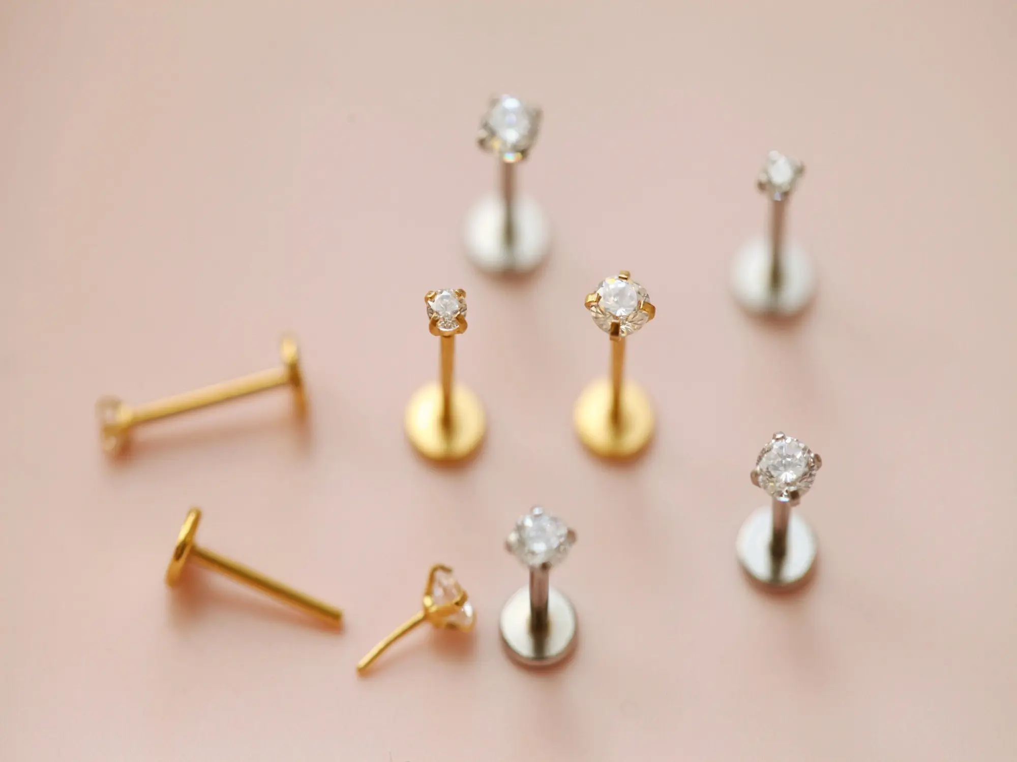 18g 20g 16g Tiny Cz Threadless Push In Labret • Push Back Tragus Stud • Gold Silver Minimalist Cartilage Earring • Conch Stud Sensitive Skin