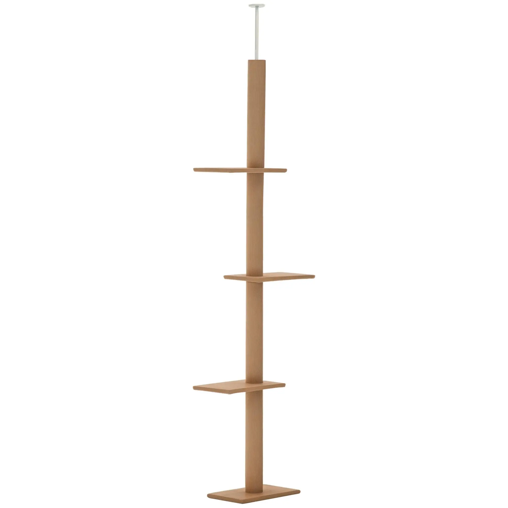 PawHut Floor-to-Ceiling Cat Tree Cat Climbing Tower with Sisal-Covered Scratching Posts Natural Cat Tree Activity Center for kittens Cat tower furniture, Grey