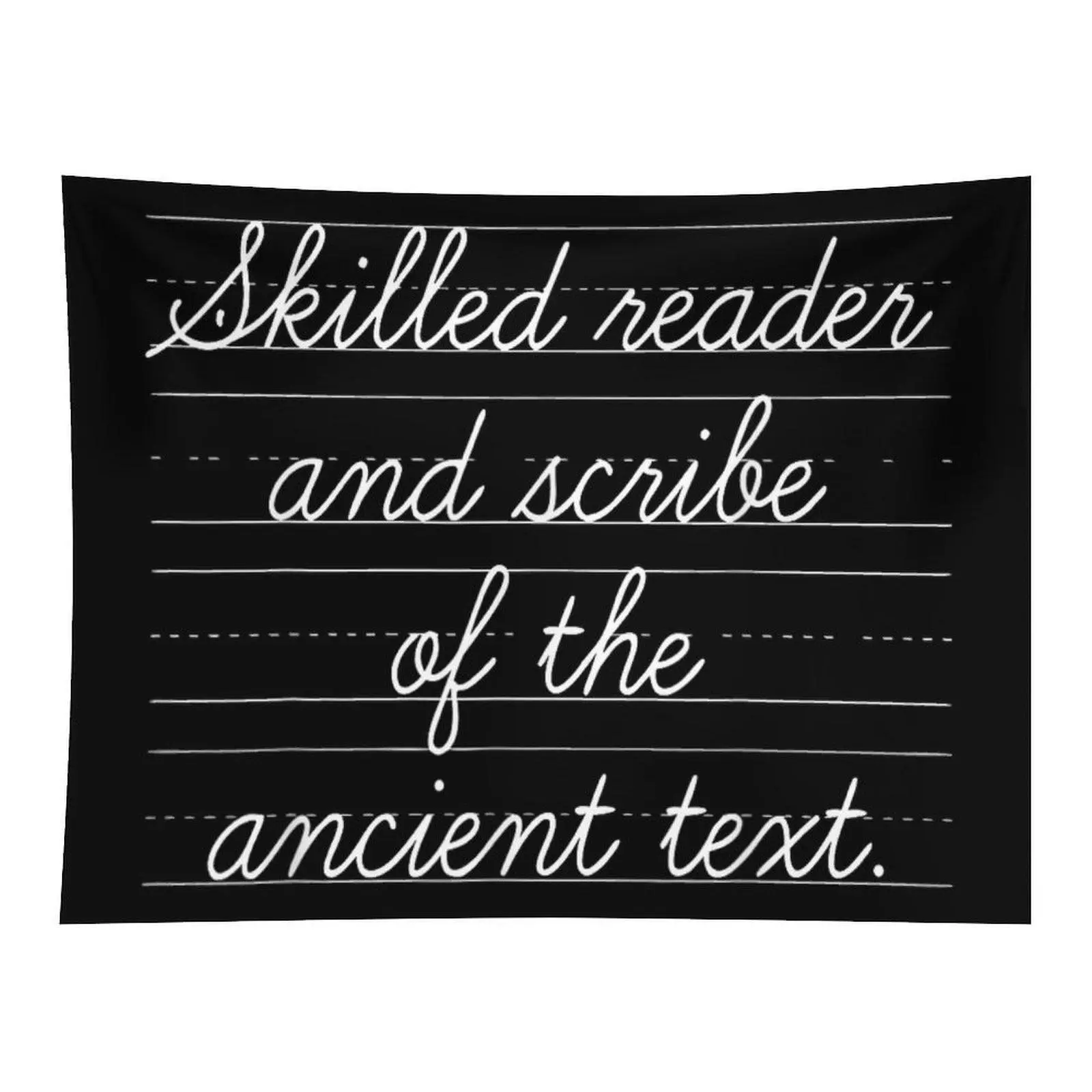 Black Background Skilled Reader And Scribe Of The Ancient Text White Cursive Notebook Wall Tapestry For Book Writer Study Room Decor
