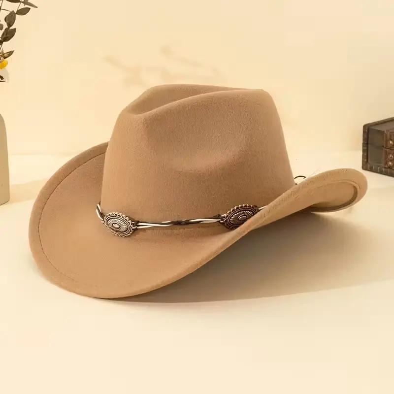 Western Cowboy Hat Wide Brim Braided Concho Band Adjustable Ranch Rodeo Cowgirl Festival Hat Country Concert Hat Line Dancing Hat Rustic Vintage Style Costume Hat Outdoor Travel Fashion Accessory One Size Fits Most Adults