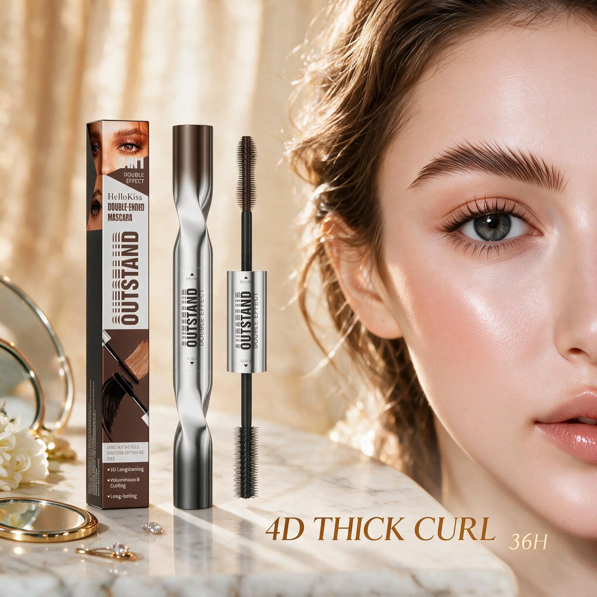 2-in-1 Black & Brown Double-Ended Mascara – Buildable Volume, Long-Lasting Wear & Smooth Finish. Perfect for Everyday, Office, Travel & Party Looks.