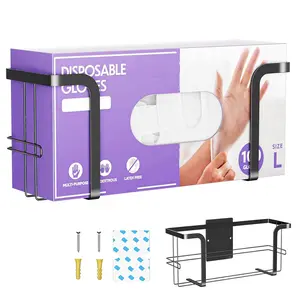 Glove Box Holder for Wall Mount, Disposable Glove Dispenser, Rubber Gloves Holder, Latex Medical Gloves Organizer Storage (Black, 1PC)