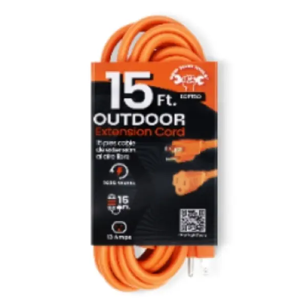 212 MAIN Grip Tight Tools Corded Orange Extension Cord, 15 ft 16-3 SPT Insulated Grounded, Heavy Wire, 1.29 lbs, Year-Round Home Improvement Outdoor Electrical Cable