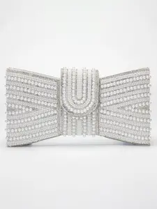 Bowknot Pearl Ladies Evening Bag, PU Clutch Bag, Hundreds of Short Chain Handbag with Long Chain Replaceable Shoulder Crossbody Bag, Suitable for Wedding, Party, Prom, Birthday, Elegant Stylish Purse