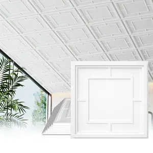 24 PCS 2x2 FT Return Character Grid Design Decorative Ceiling Tiles, 24x24 Inch 3D Modern Ceiling Panels, PVC Waterproof Cuttable Material Ideal for Living Room Bedroom Cover 96 Sq.Ft