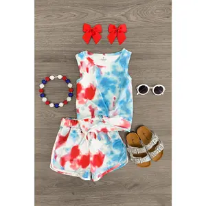 Red White & Blue Tie Dye Short Set