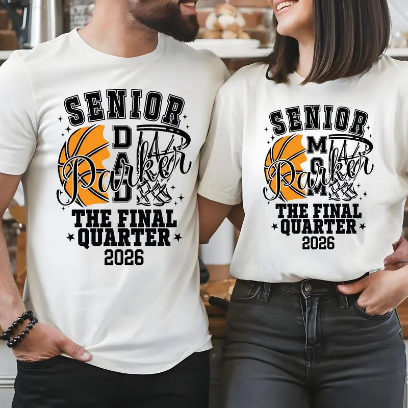 Senior Dad & Senior Mom Shirt 2026, Basketball Senior Parent Sweatshirt, The Final Quarter Tee, Matching Graduation Tee, Full Colors