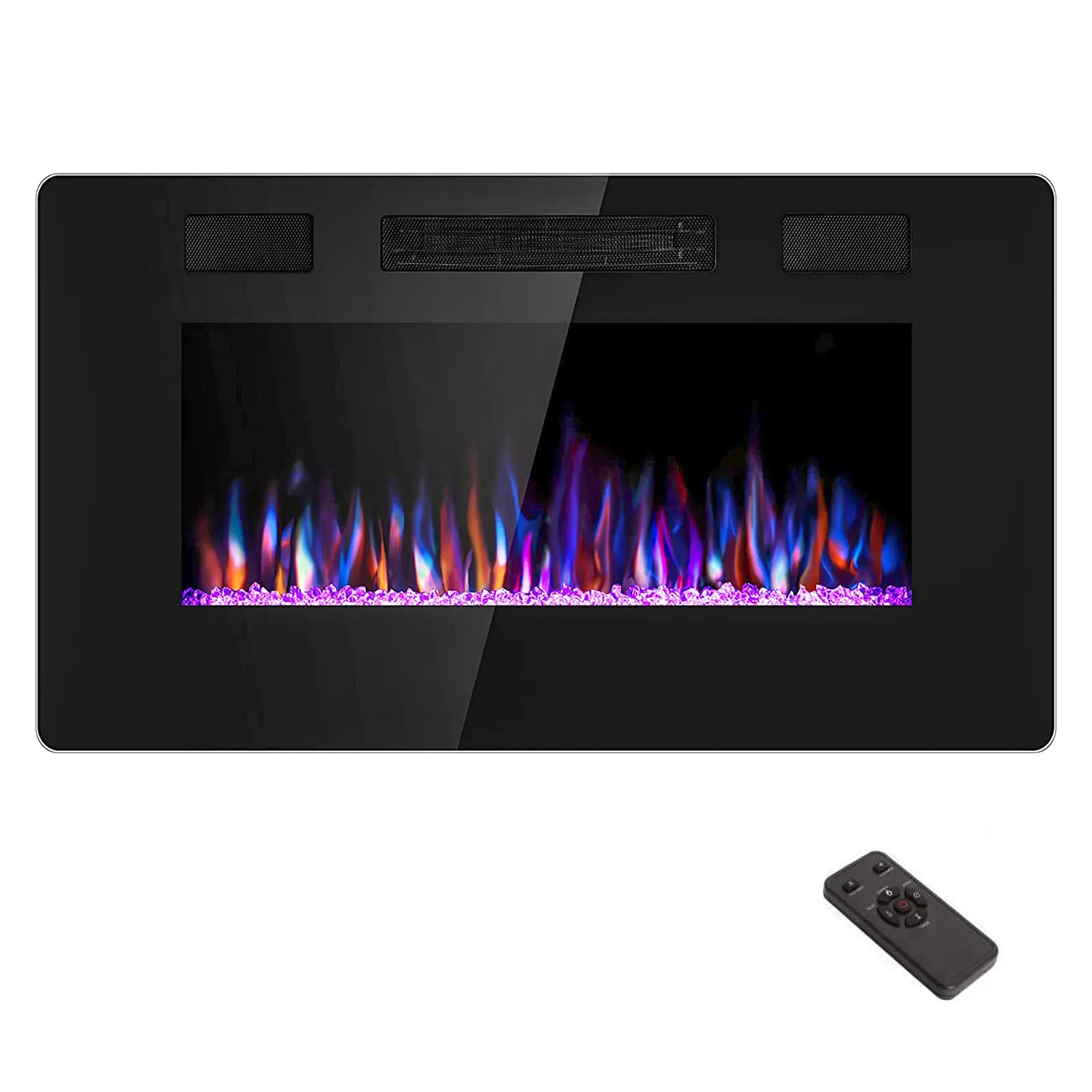 Xbeauty 30 inch Wall Mounted Recessed Electric Fireplace Insert, Flush Mount Linear Fireplace, Ultra-Thin Lightweight LED Fireplace Heater, Fit 2x4&2x6 Stud w/Touch Screen,Remote Control,1500W,Black summerwins
