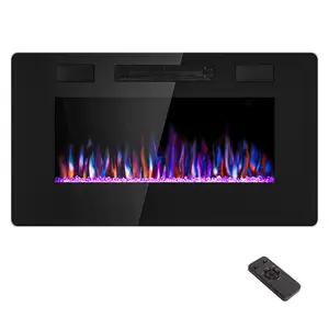 Xbeauty 30 inch Wall Mounted Recessed Electric Fireplace Insert, Flush Mount Linear Fireplace, Ultra-Thin Lightweight LED Fireplace Heater, Fit 2x4&2x6 Stud w/Touch Screen,Remote Control,1500W,Black