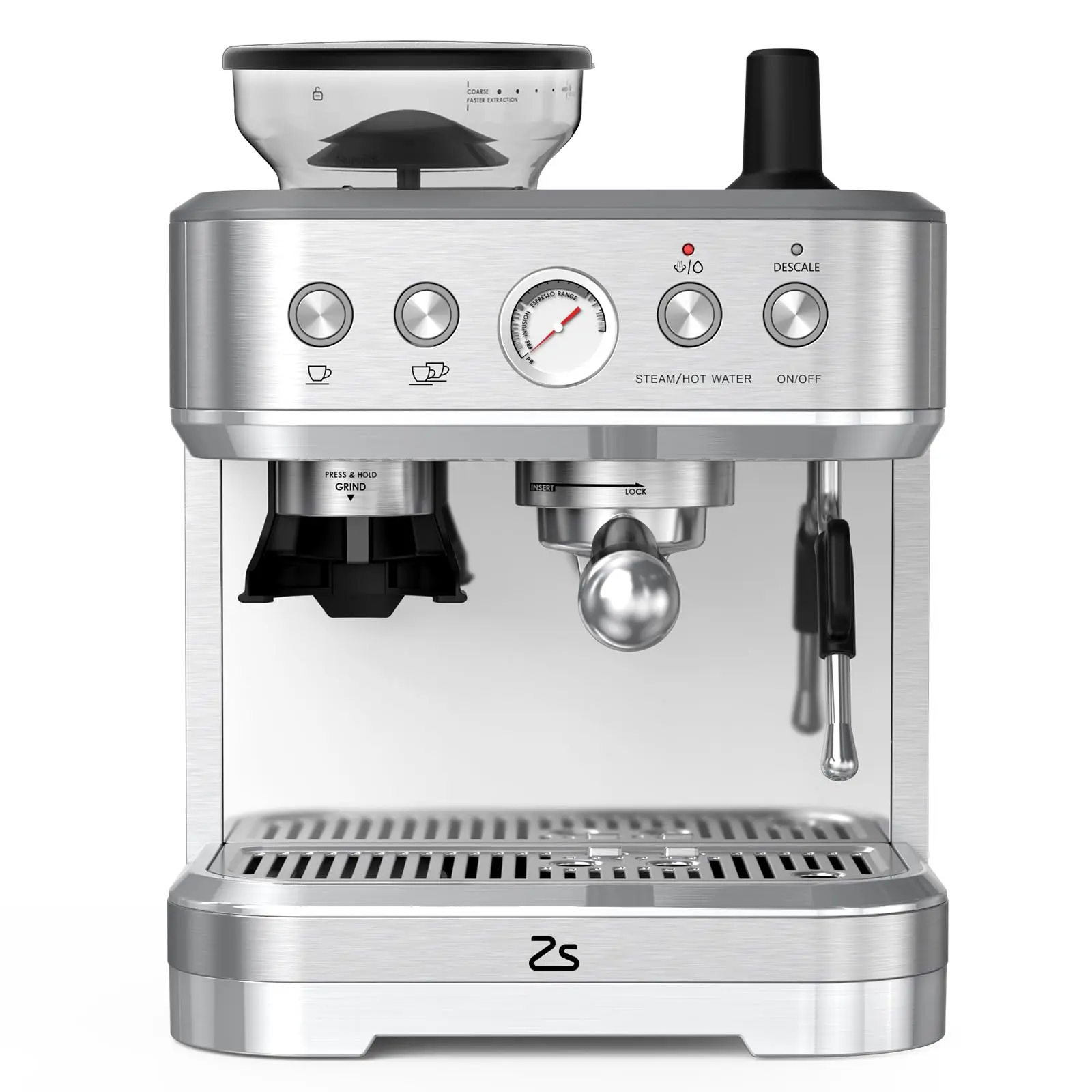 Espresso Machine with Milk Frother and Built-In Grinder, 3-in-1 Cappuccino Latte and Coffee Maker for Home, 85oz Removable Water Tank, Coffee Lovers
