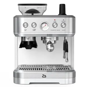 Espresso Machine with Milk Frother and Built-In Grinder, 3-in-1 Cappuccino Latte and Coffee Maker for Home, 85oz Removable Water Tank, Coffee Lovers