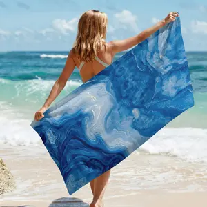 1PC Luxury Gold-Flecked Marble Beach Towel | Super Absorbent Sand-Free Machine Washable | Unisex Portable Towel for Beach Vacation Swimming Pool | Ideal Gift for Yourself, Family & Friends