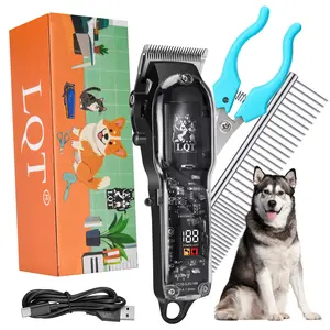 Professional Dog Grooming Clippers for Thick Heavy Coats | Low Noise Rechargeable Cordless Pet Hair Trimmer with Ceramic Blade for Dogs Cats