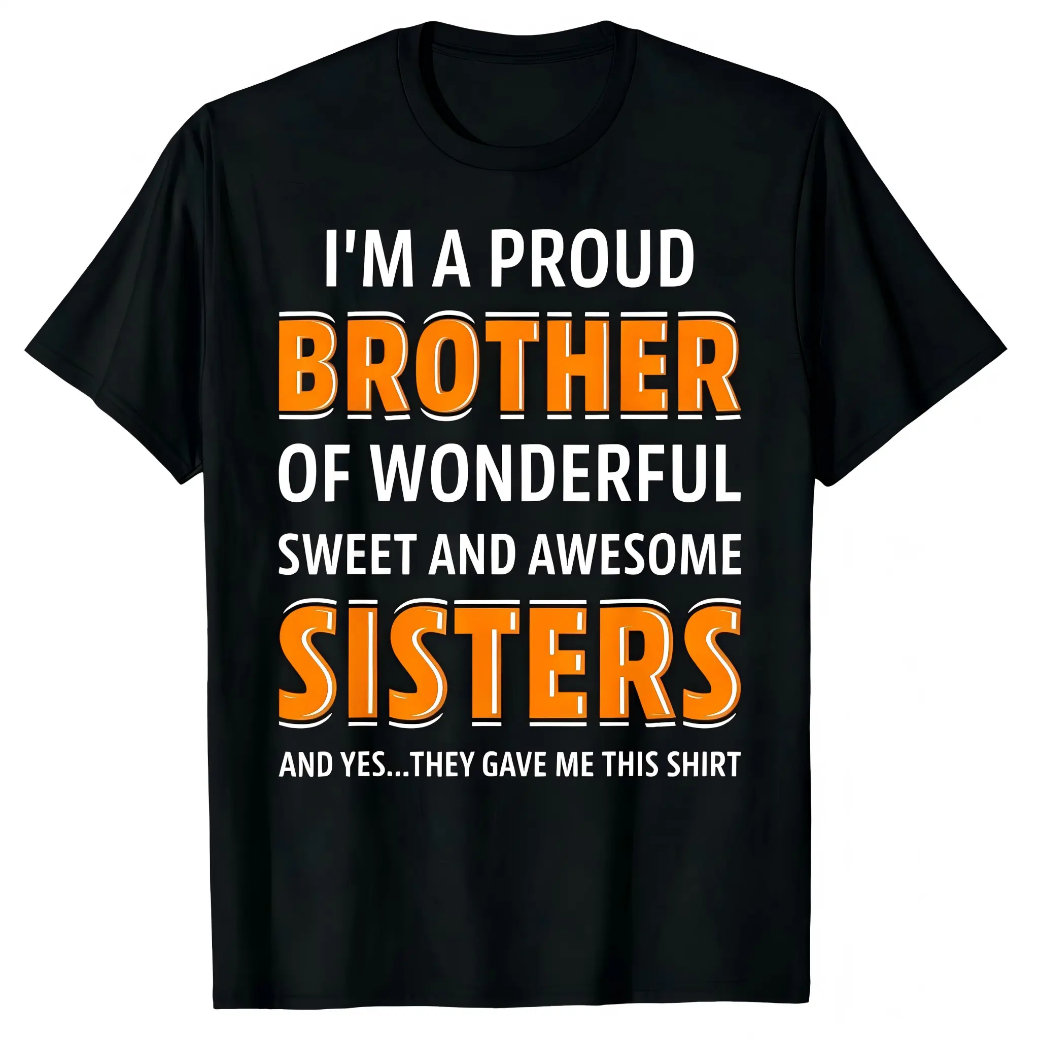 Men's Classic Tshirt, Soft Breathable All-Season Top, Funny Proud Brother Slogan Gift, Pairs with Jeans or Shorts, Print, Proud Brother Gift, Minimalist Retro, All Seasons, Breathable Elastic, Casual