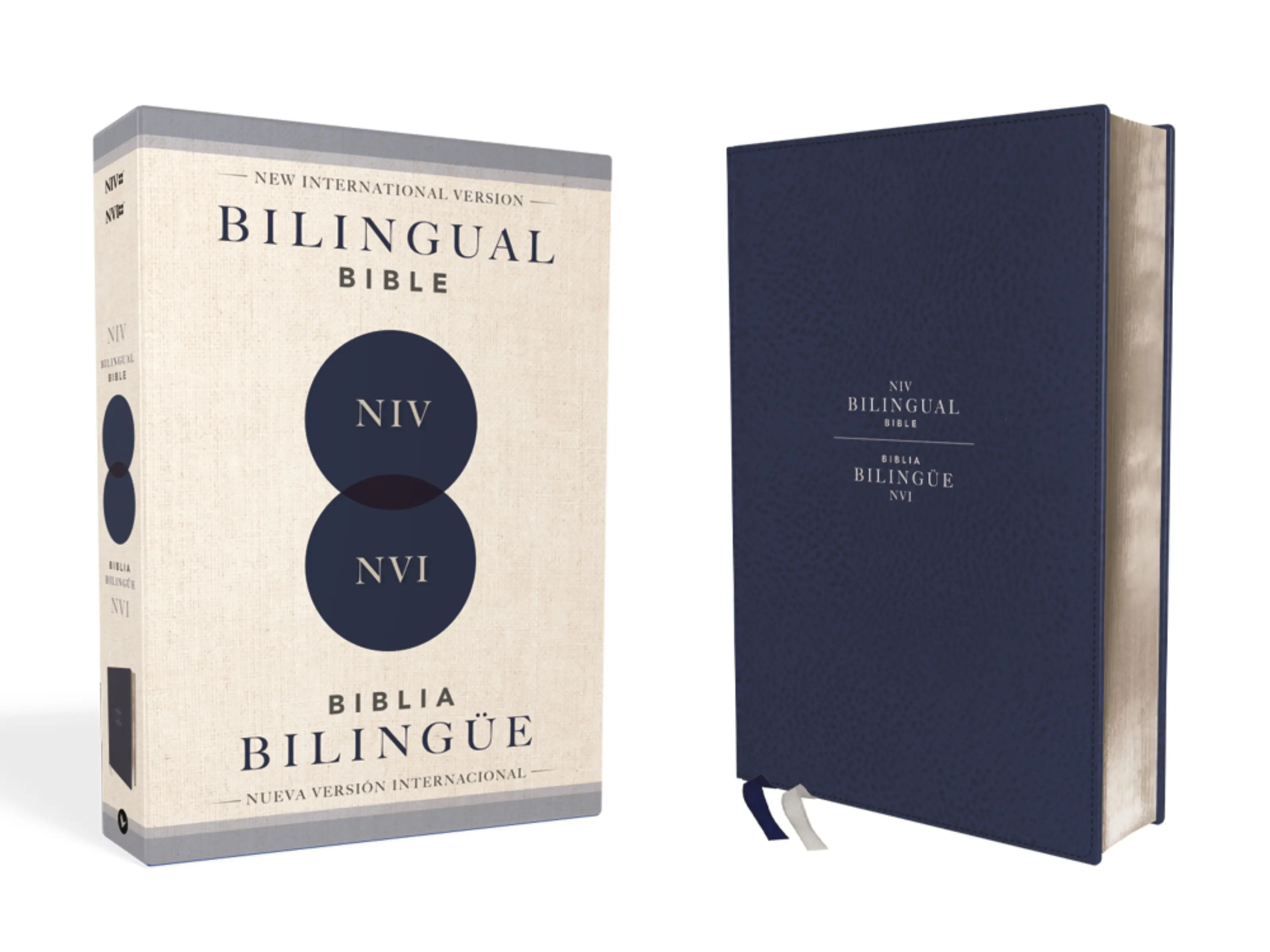 NIV/NVI Bilingual Bible, Revised Text 2022, Leathersoft, Navy / NIV/NVI, Biblia Bilingüe, Revisión 2022, Leathersoft, Azul añil by Nueva Versión Internacional [Leatherbound Book]