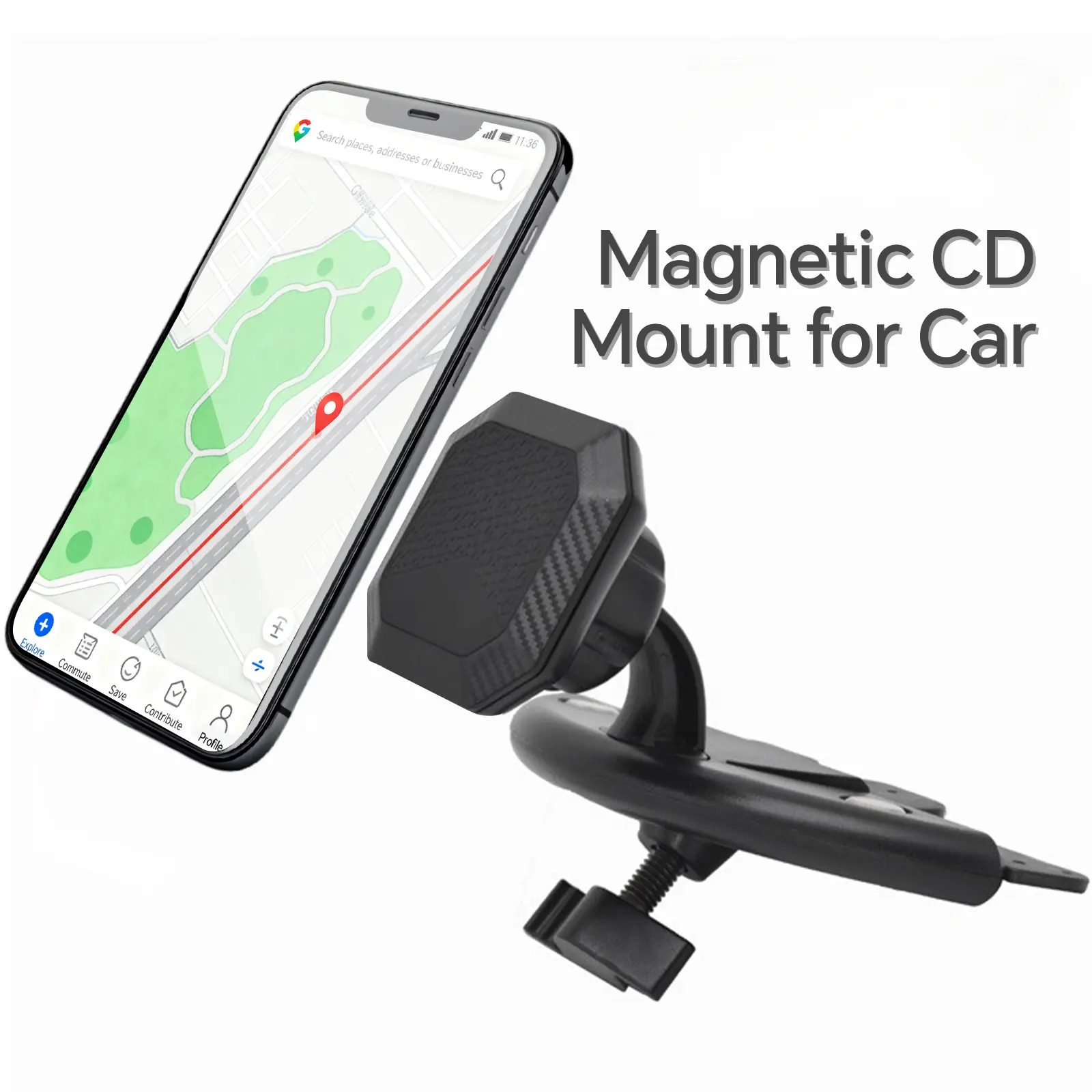 【HiEHA】High-Magnetism CD Slot Mount, Magnetic Phone Caddy & Universal CarPlay Adapter Holder for Cars, Fits 7-Inch Car-Mounted Infotainment Displays & All Phones, Strong Force & Easy Installation, Magnetic Phone Caddy Mounts & Holders