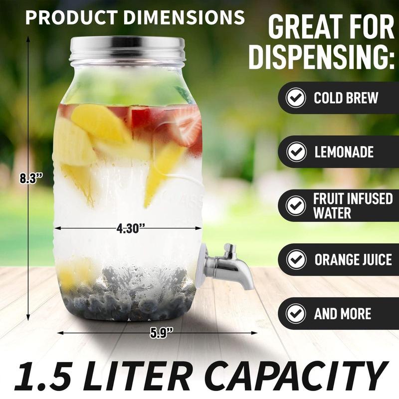 Zulay Kitchen Cold Brew Coffee Maker - 1.5L Reusable Glass Pitcher with Steel Filter Lid, Airtight Design for Coffee and Tea