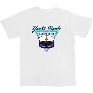 Yacht Rock Captain T-Shirt, Shortsleeve Crewneck Menswear, Classic Casual Cotton Top