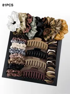 81 Piece Simple Style Hair Accessories Set, Includes Headbands, Hair Ties, Plastic Teeth Hair Clips, Suitable for Various Hairstyles, Elastics