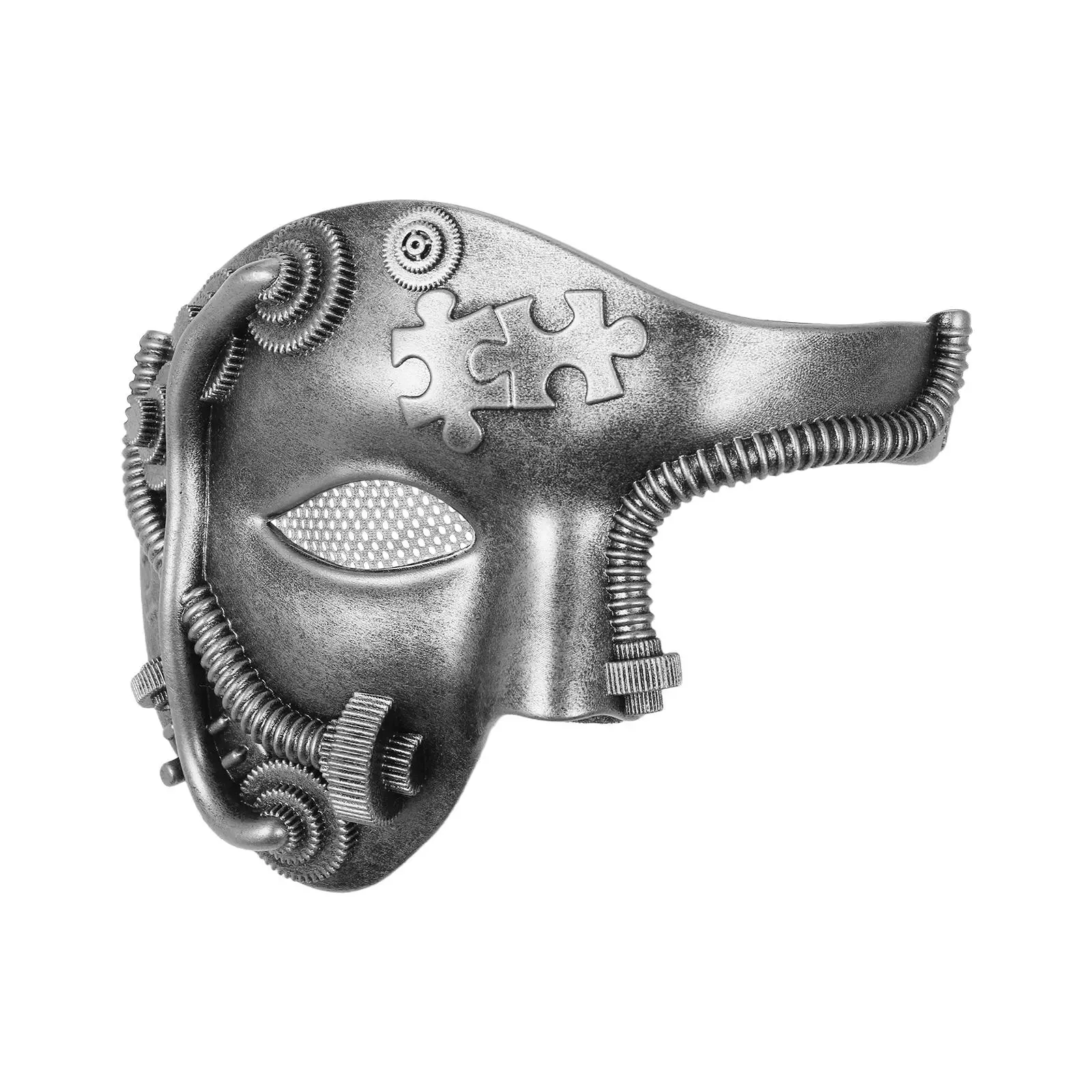 OIDEA Men's Steampunk Half-Face Masquerade Mask - Industrial Retro Bronze, Vintage Gear & Puzzle Mechanical Design, Mesh Eye, Aged Metallic Finish, Strap Included, for Halloween Party Cosplay Costume Accessories, Mechanical Gear