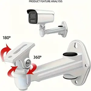 Adjustable Aluminum Alloy Security Camera Mount, 180° Flip & 360° Swivel, Wall & Ceiling Holder, Indoor/outdoor, Durable Construction