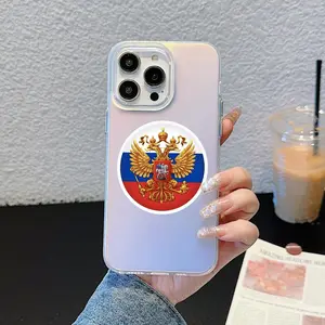 Russia Russian Flags Phone Case For iPhone 11 12 13 14 15 16 17Pro Max Air Plus Mini Light Luxury High-end Cases Transparent Laser Gradient Fashion Protective Case
