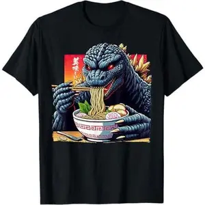 Funny Kaiju Eating Ramen Japanese Monster Lover Birthday T-Shirt