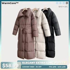 PUFFIT WarmCore Extra Long Hooded Premium Puffer Jacket Water Repellent Double-open Zip Hooded  Puffer Jacket Womenswear Coats