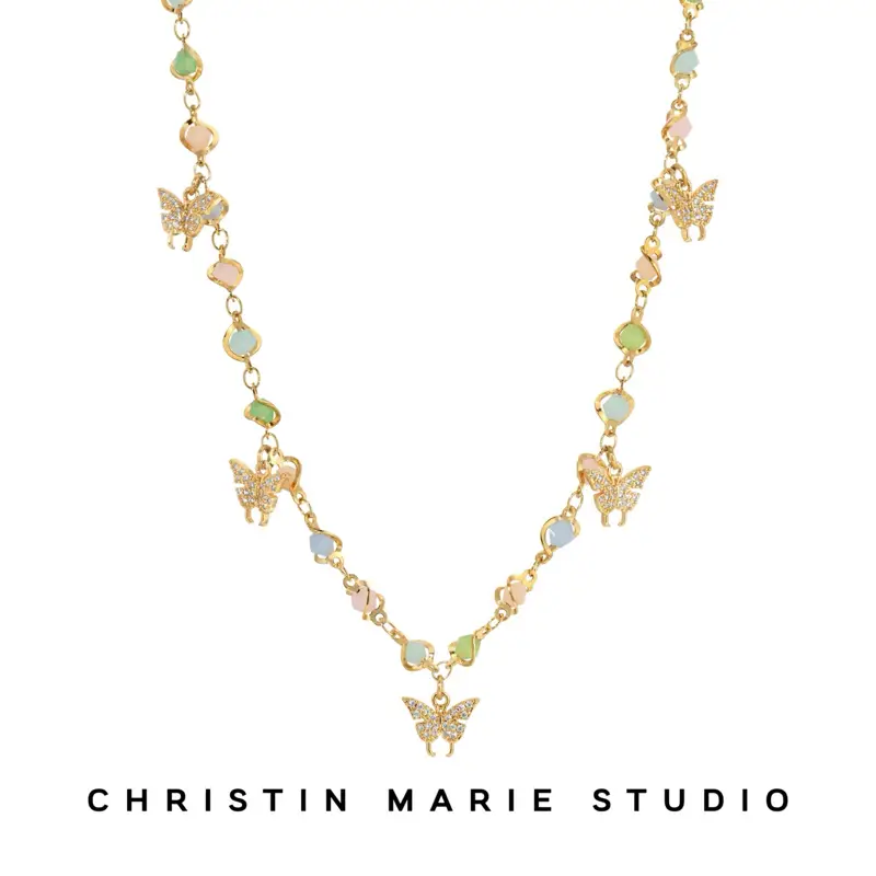 Cotton Candy Butterfly Necklace