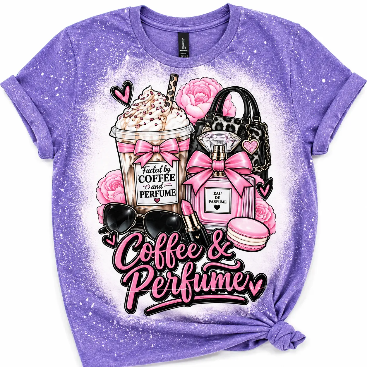 Coffee & Perfume Bleached Sublimation Graphic T- Shirt
