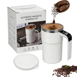 2026 New Version Electric Self-stirring Coffee Mug Magnetic Stirring Cup Rechargeable Automatic Mixing Cup w/LCD Thermometer for Milk/Cocoa at Office/Kitchen/Travel
