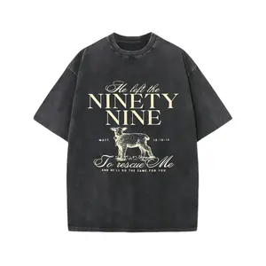 Ninety-Nine High Quality Graphic Print Washed Crew Neck Basic T-Shirt, Fashion Versatile Men'S Outdoor Clothing