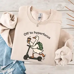 ADHD Sweatshirt, Funny Mental Health Crewneck, Neurodivergent Goose Pullover, Cozy Unisex Gift for Adults