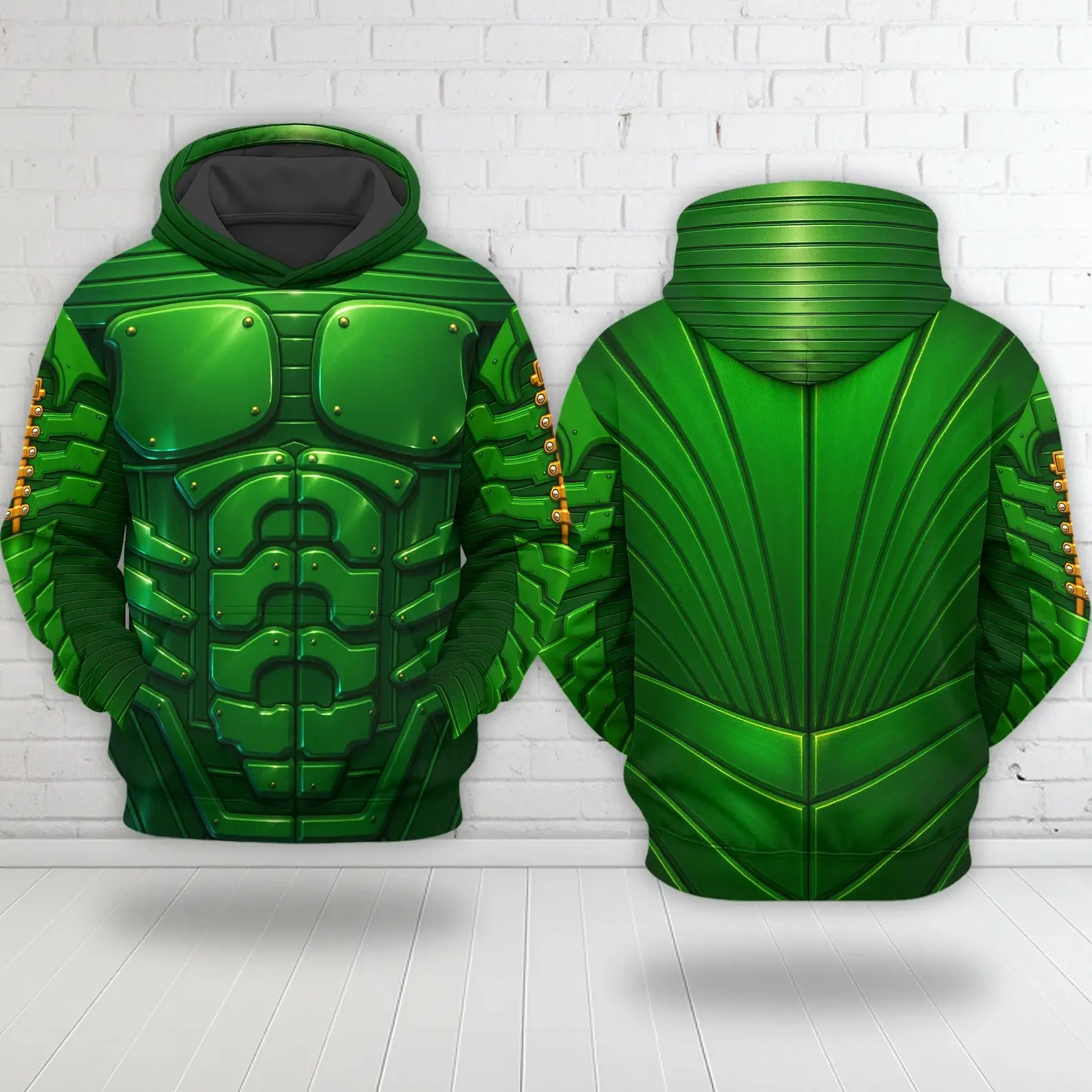 Green Goblin Style 3D Hoodie, Halloween Cosplay 3D Hoodie, Green Monster Graphic Pullover