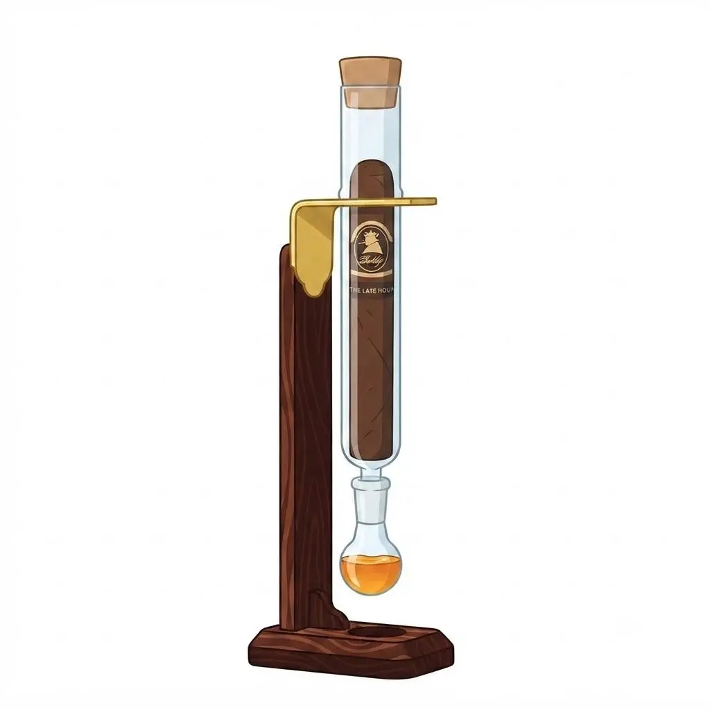 Handcrafted Gold-Plated Aroma Storage Tube, Handmade Cedar Wood Display, Portable Metal Infusion Chamber for Collection & Travel, Handmade Collector Gift