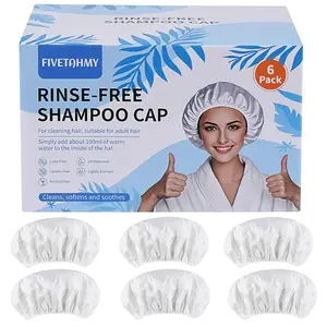 6 Pack No Rinse Waterless Hair Wash Shampoo Caps, Portable Rinse Free Cap for Bedridden Patients, Elderly and Post Surgery People, Suitable for Hospital Camping and Home Use