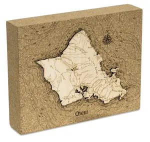 Oahu Cork Map, 8" x 10"