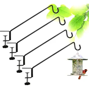 Heavy Duty Deck Bird Feeder Hanger Hook for Railing 13 Inch 4 Pack for Bird Feeders Silintion