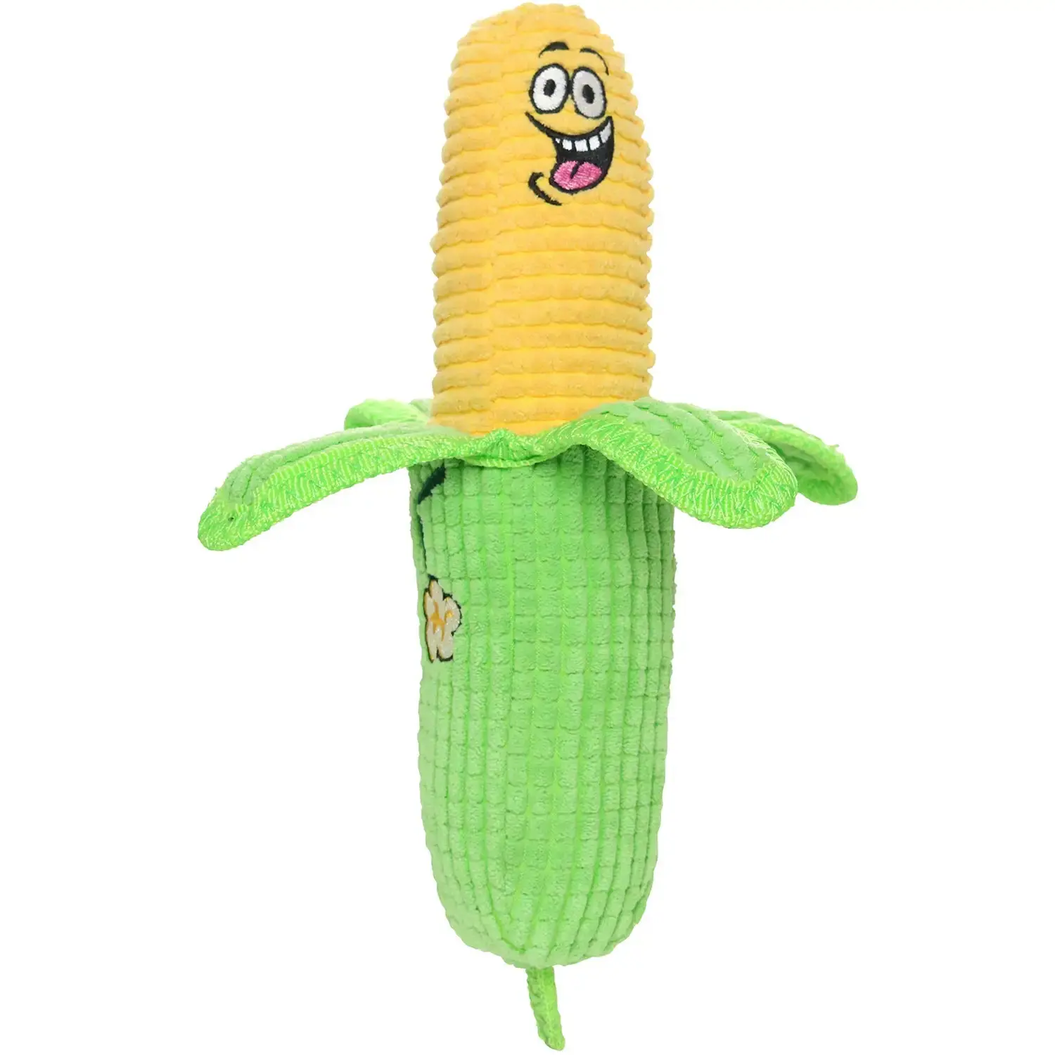 Tuffy Dog Toys Funny Corn Interactive Plush Dog Toy  - 3 Layers Durable Plush Toy with Squeaker for Fetch Play