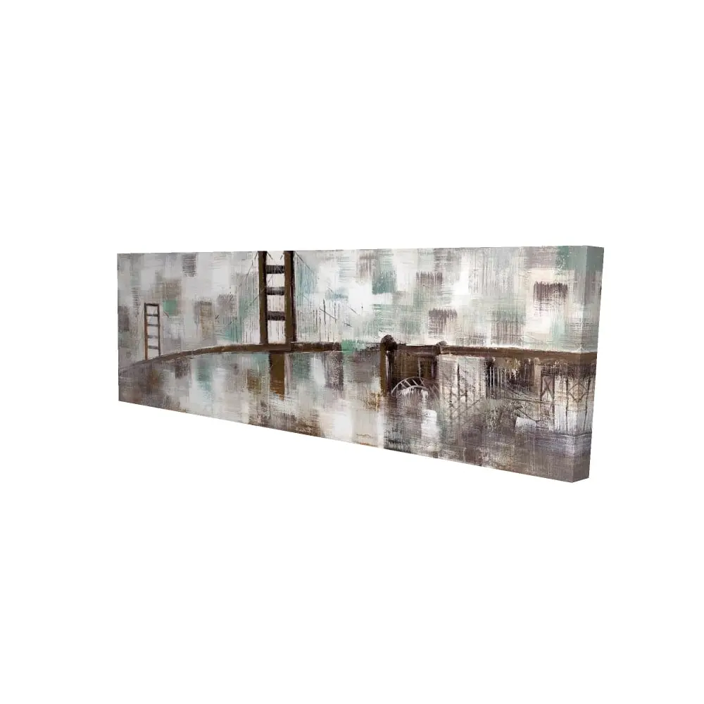 212 MAIN Abstract Golden Gate Wall Art Print - 16x48 in High-Def Abstract Art, Light-Weight Gold Decor, Modern Home Decor for Bedroom, Ideal for City Lovers